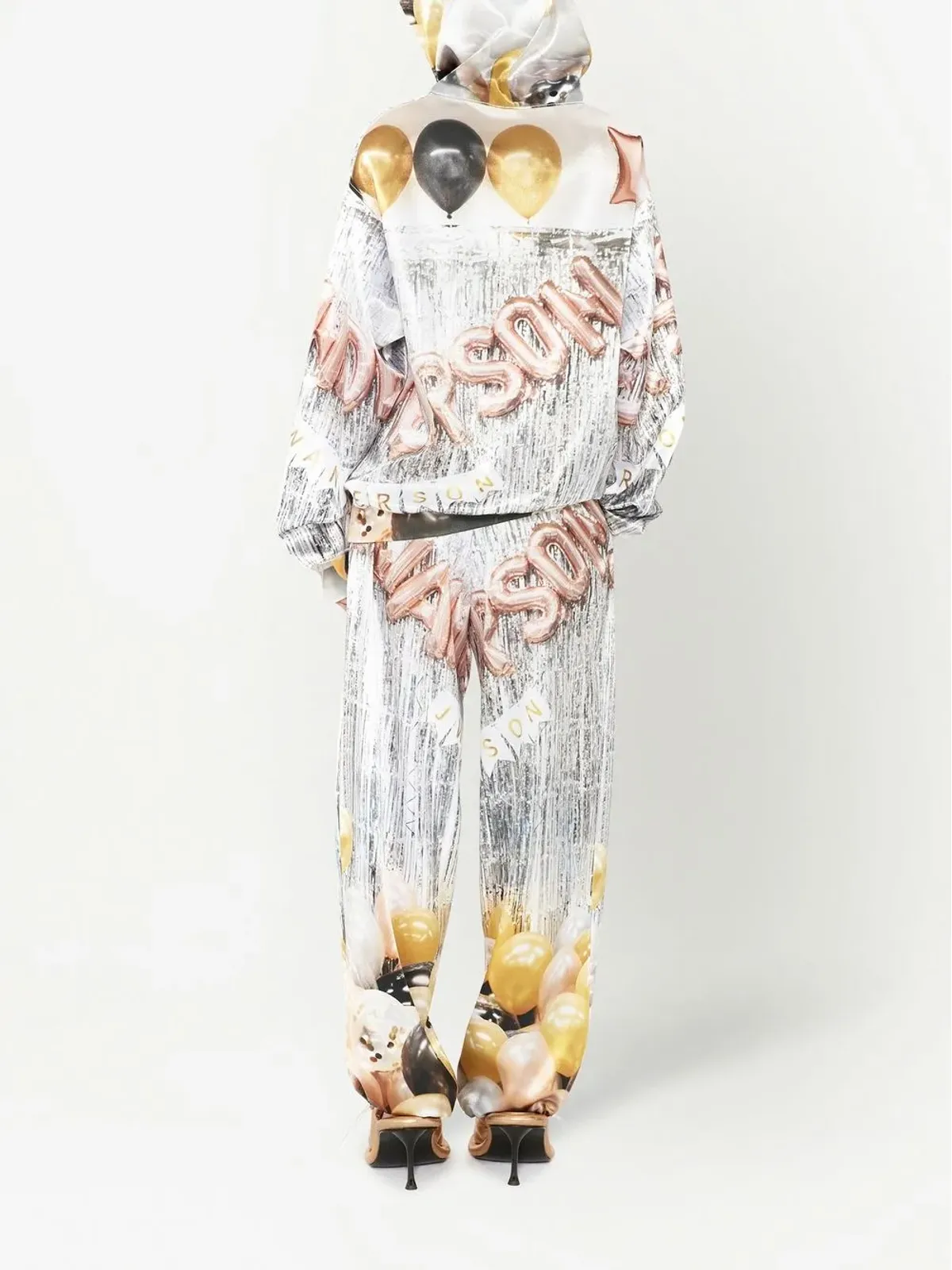 JW Anderson ロゴプリント長袖パーカー イエロー - 画像4