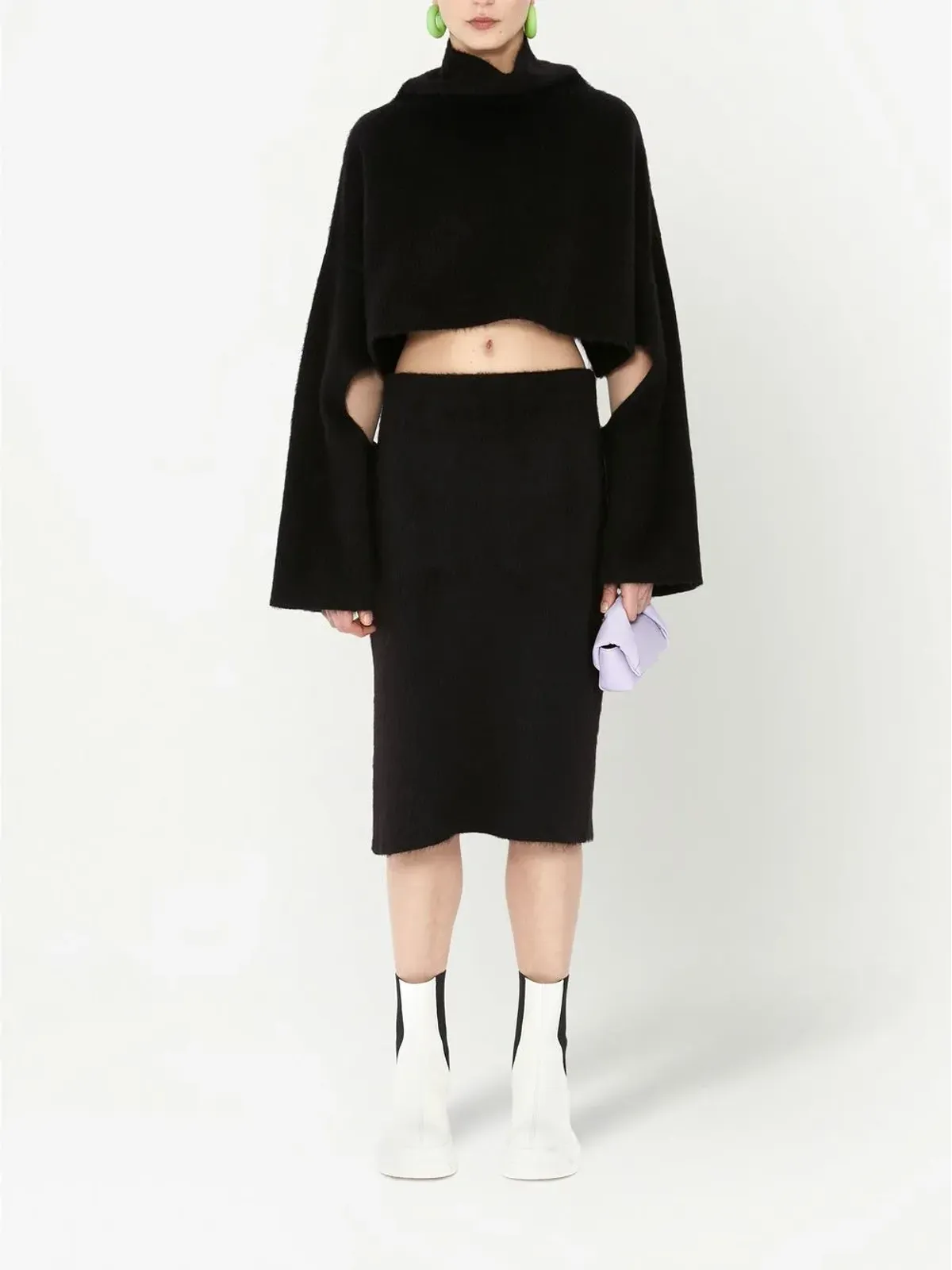 JW Anderson ウール混紡ミディ丈ペンシルスカート - ブラック - 画像2