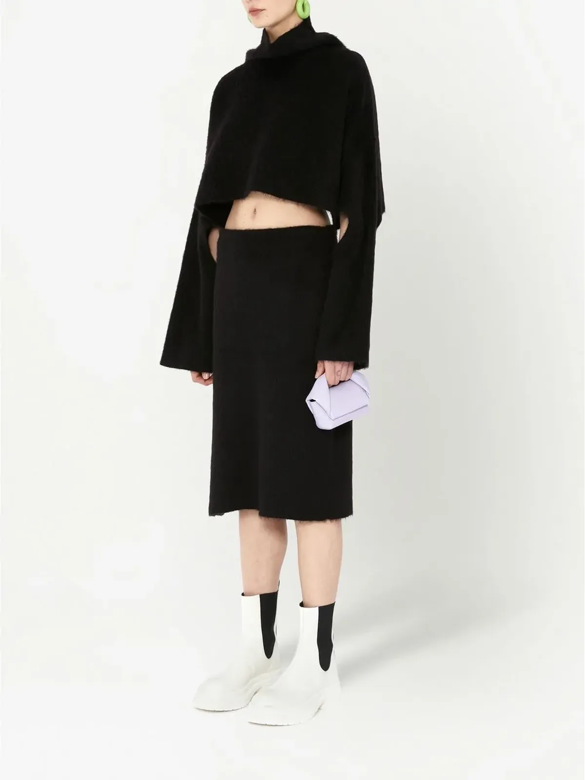 JW Anderson ウール混紡ミディ丈ペンシルスカート - ブラック - 画像3