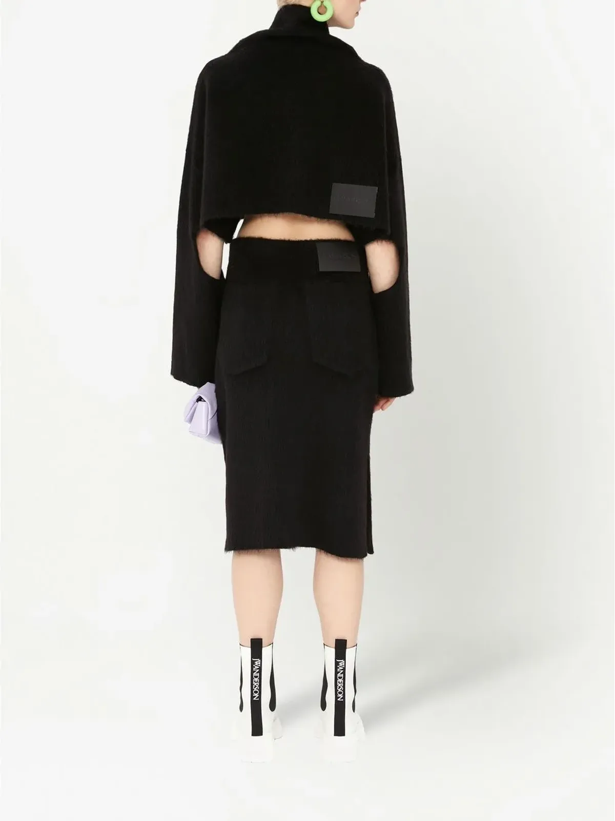 JW Anderson ウール混紡ミディ丈ペンシルスカート - ブラック - 画像4