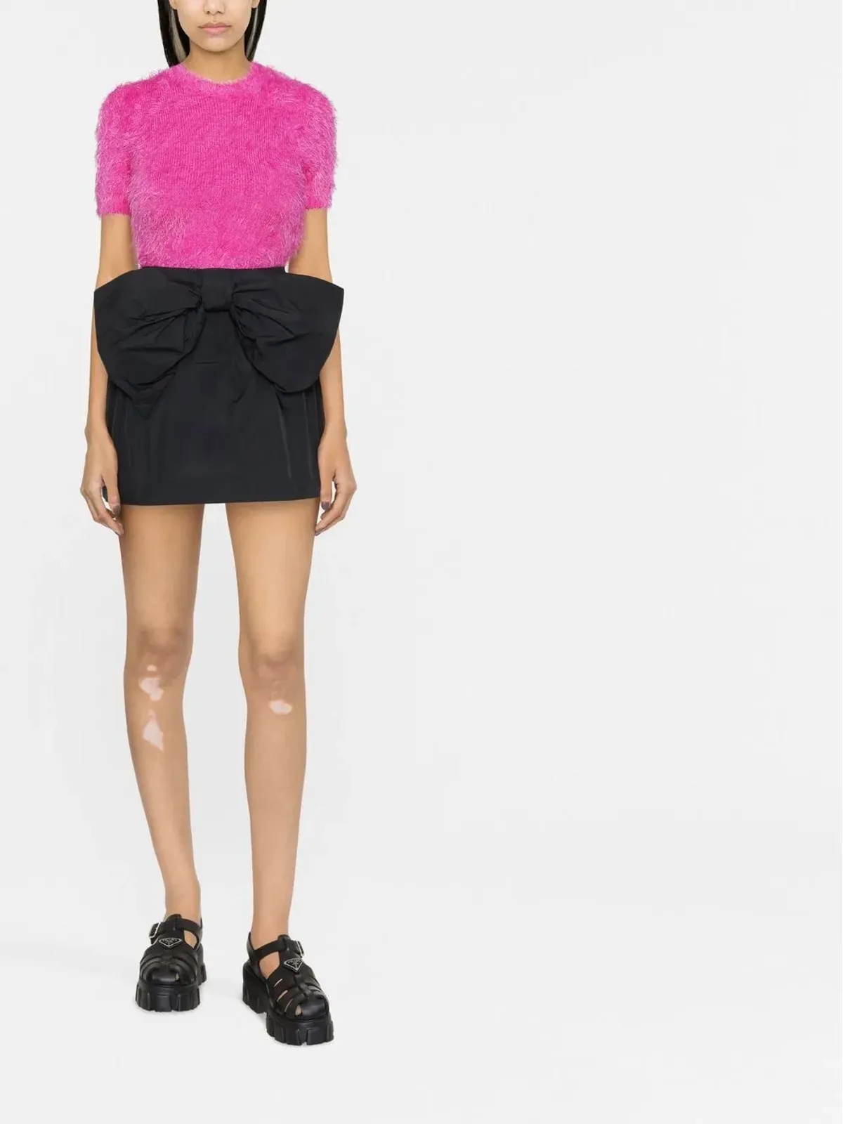 RED Valentino リボンディテールのタフタ ミニスカート - ブラック - 画像2