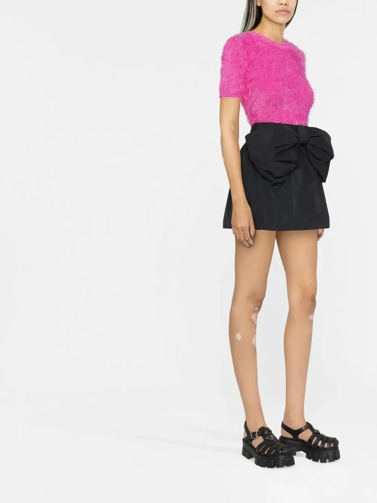 RED Valentino リボンディテールのタフタ ミニスカート - ブラック - 画像3