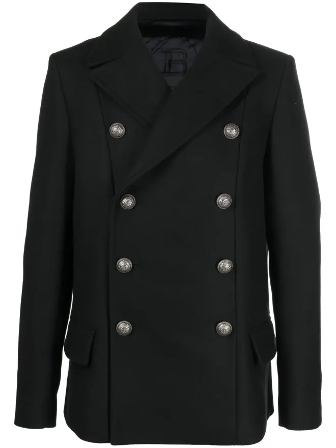 BALMAIN Balmain ダブルブレスト ヴァージンウール コート - ブラックの商品画像