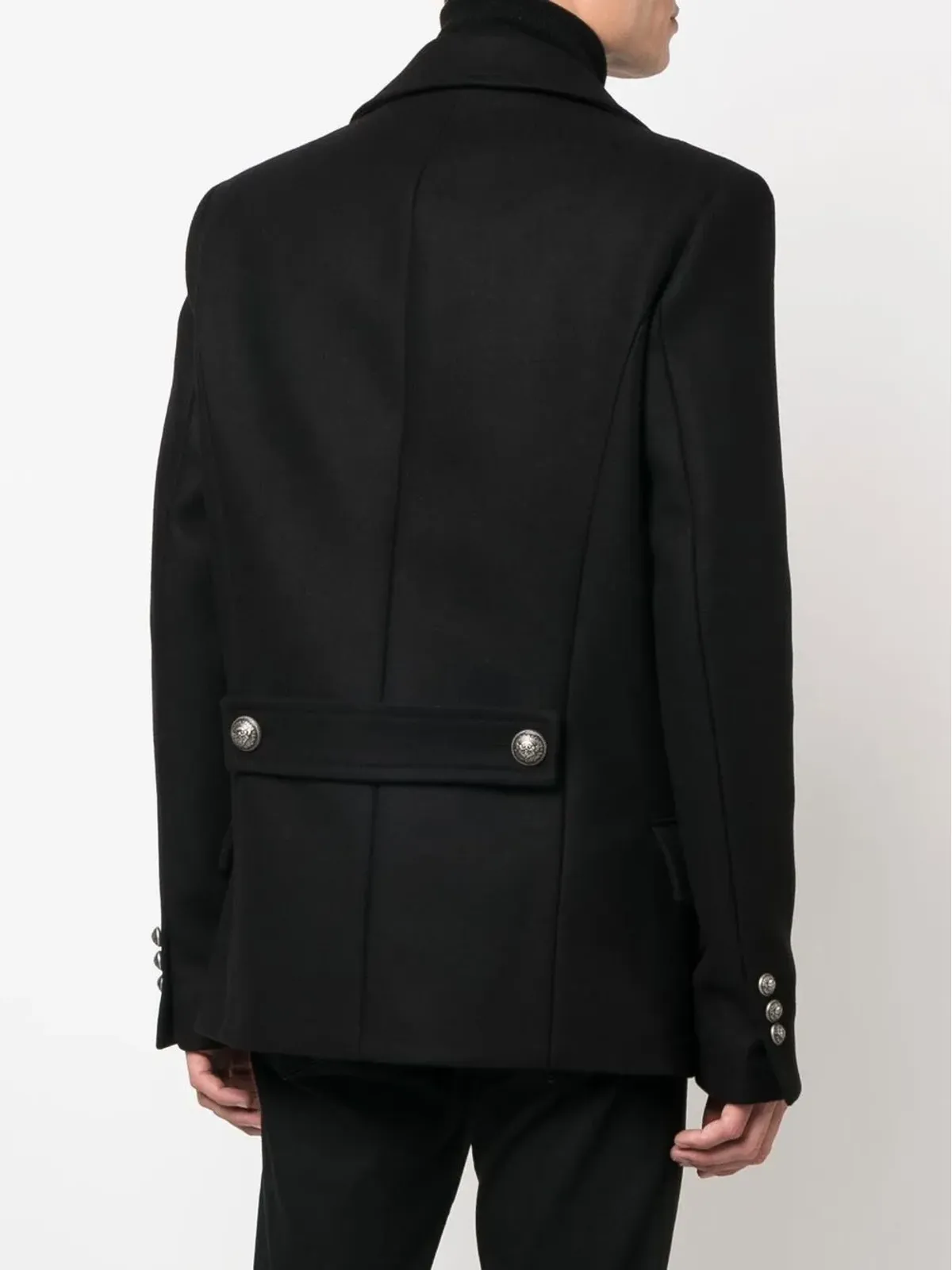 Balmain ダブルブレスト ヴァージンウール コート - ブラック - 画像4