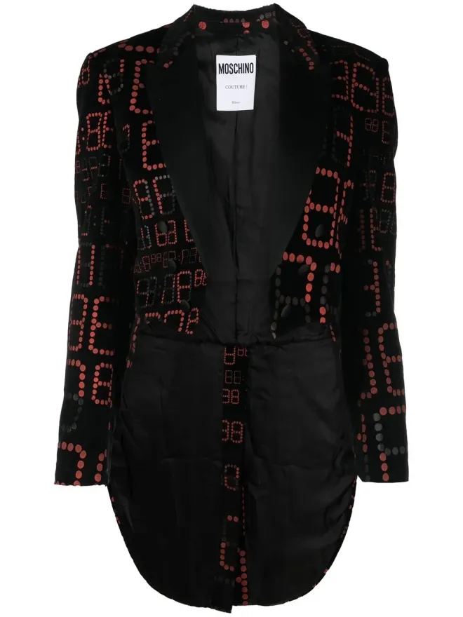 Moschino Pre-Owned Moschino ビンテージ 2010年 ナンバープリント アシンメトリックジャケット - ブラックの商品画像