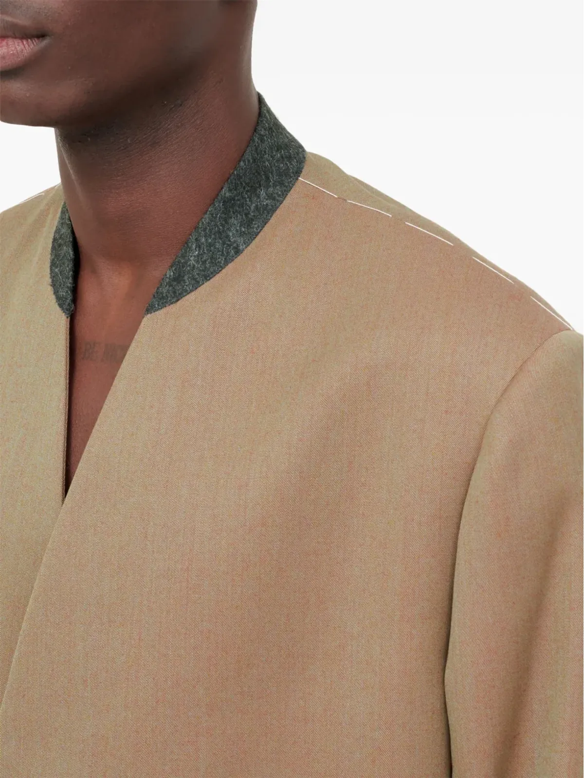 Maison Margiela ノーカラー・シングルブレスト ウールブレザー - 画像5