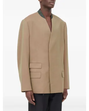 Maison Margiela ノーカラー・シングルブレスト ウールブレザー - サムネイル3