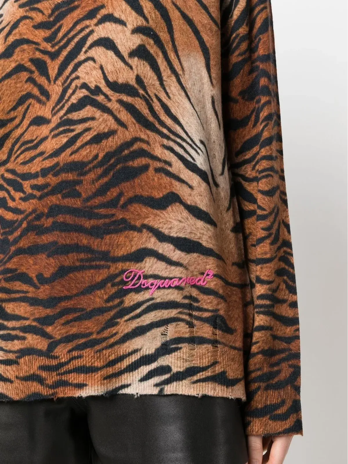 DSQUARED2 レオパード柄ニットセーター ブラウン - 画像5