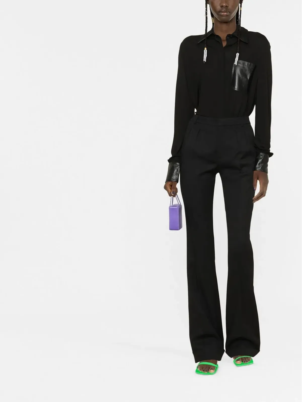 Victoria Beckham レザーアクセントシャツ - 画像2