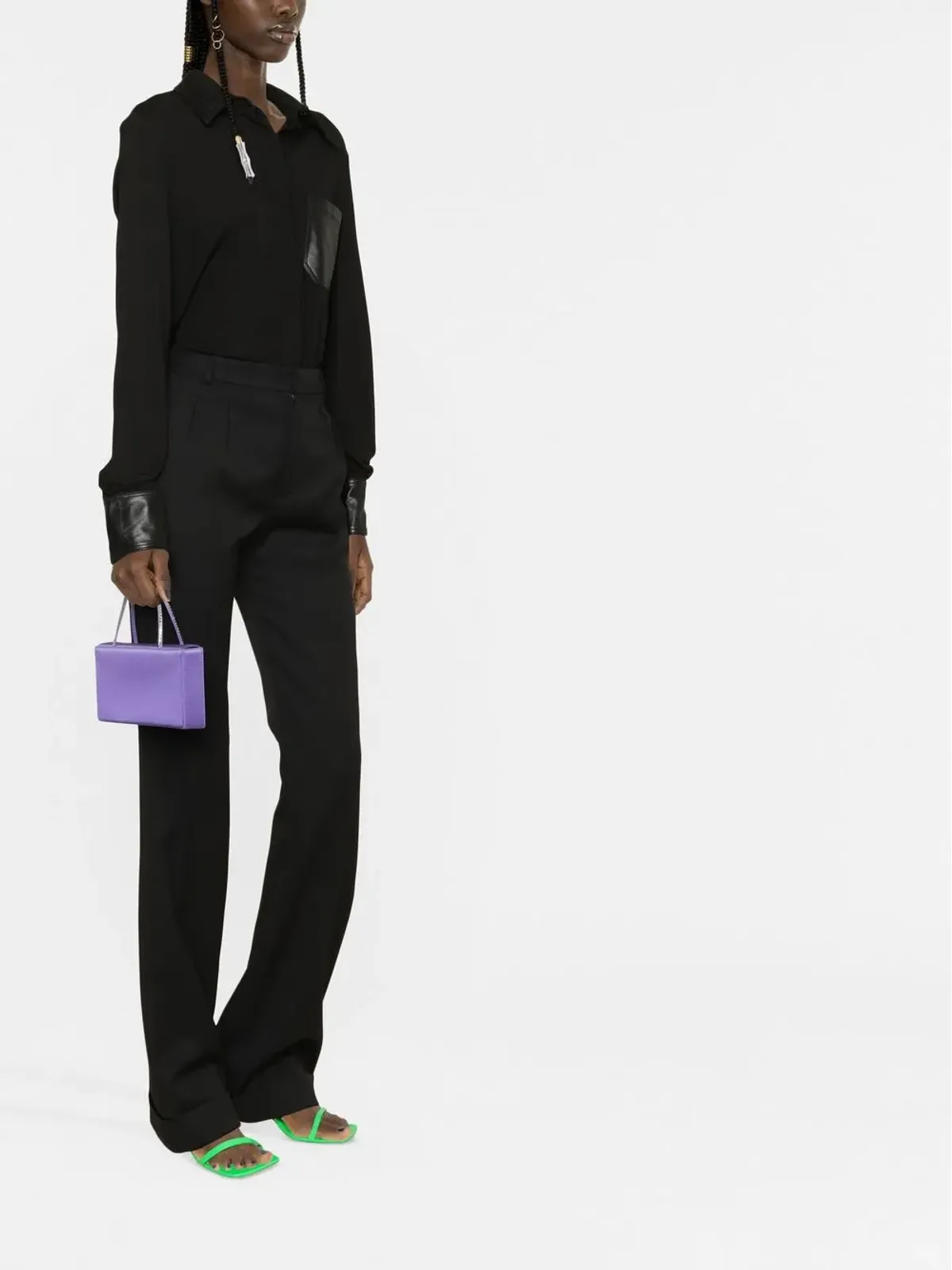 Victoria Beckham レザーアクセントシャツ - 画像3