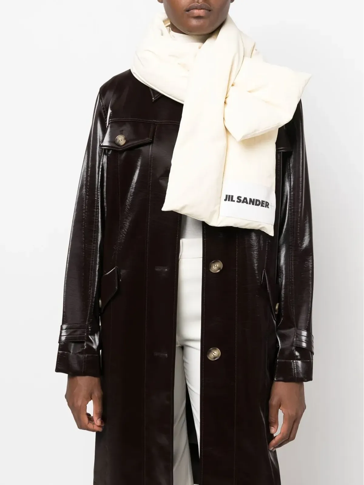 Jil Sander ロゴプリントのダウン入りパディングスカーフ - 画像2
