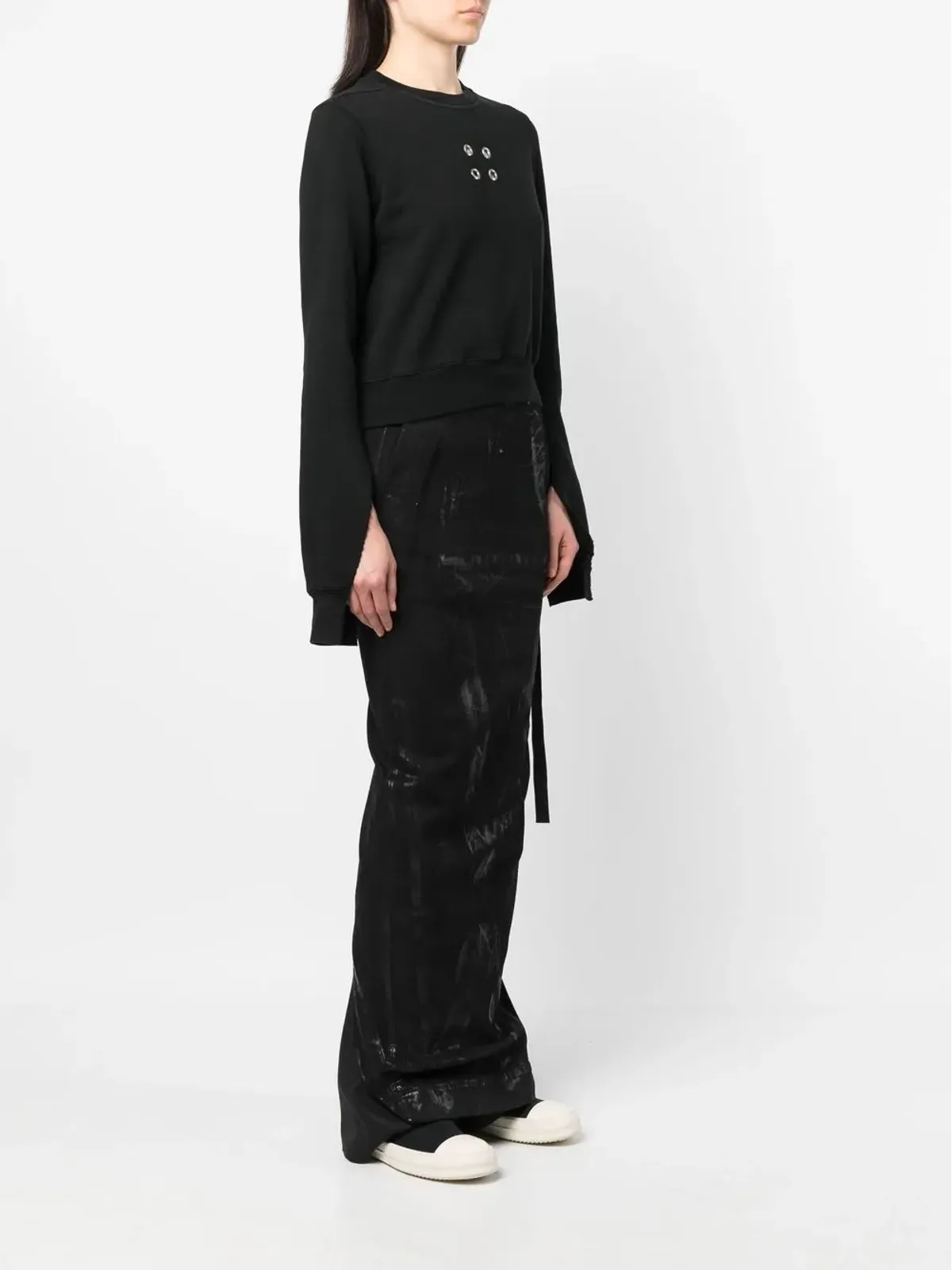 Rick Owens DRKSHDW アイレット装飾のクロップドスウェット - 画像3