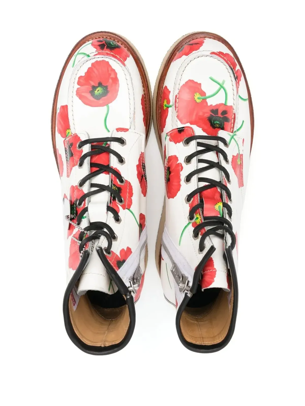 Kenzo ヤマ フローラルプリント レースアップ ブーツ ホワイト - 画像4