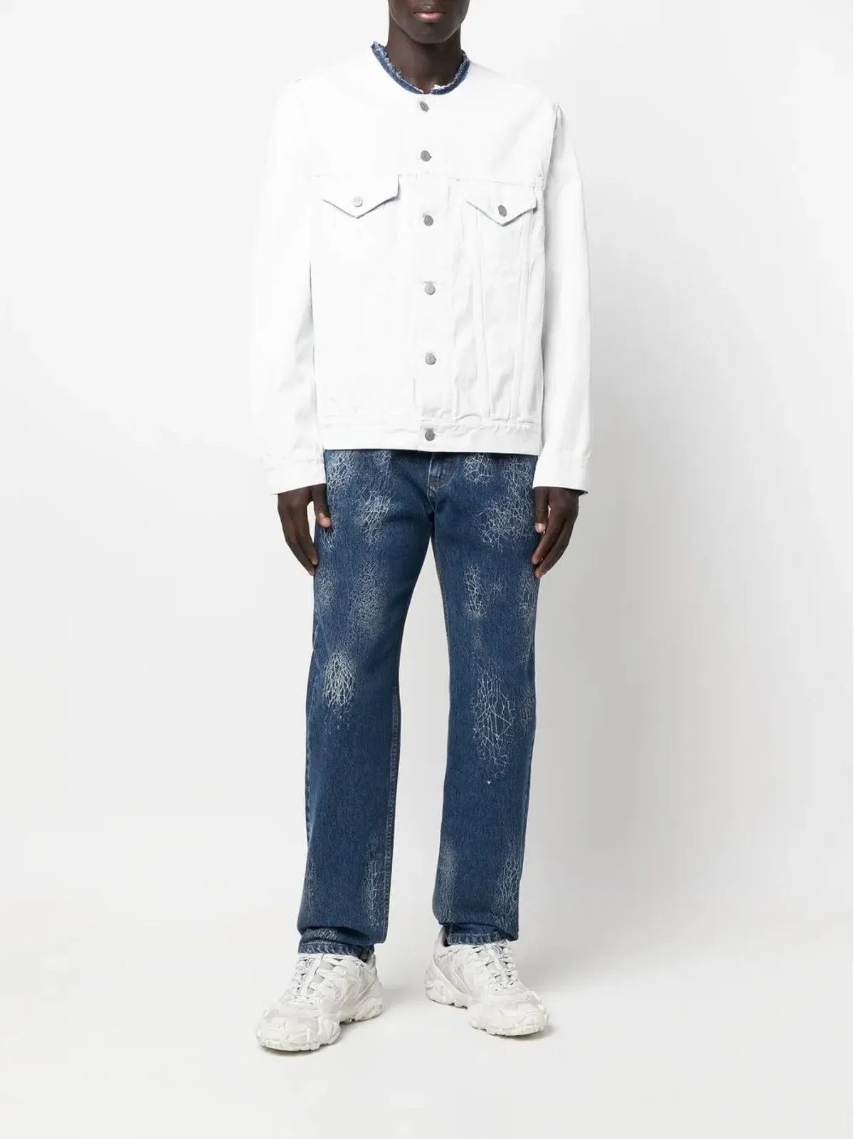 Maison Margiela ノーカラーデニムジャケット - White - 画像2