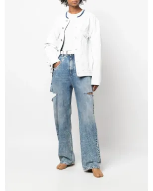 Maison Margiela ノーカラーデニムジャケット - White - サムネイル3