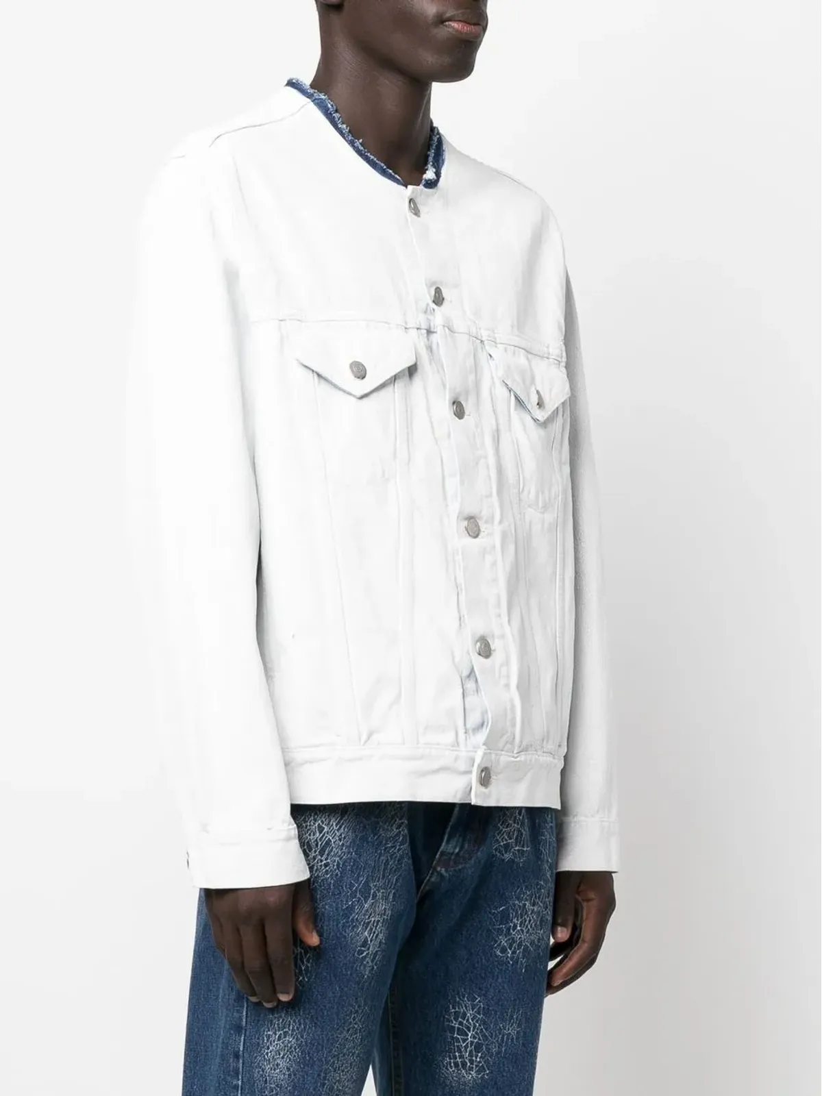 Maison Margiela ノーカラーデニムジャケット - White - 画像4