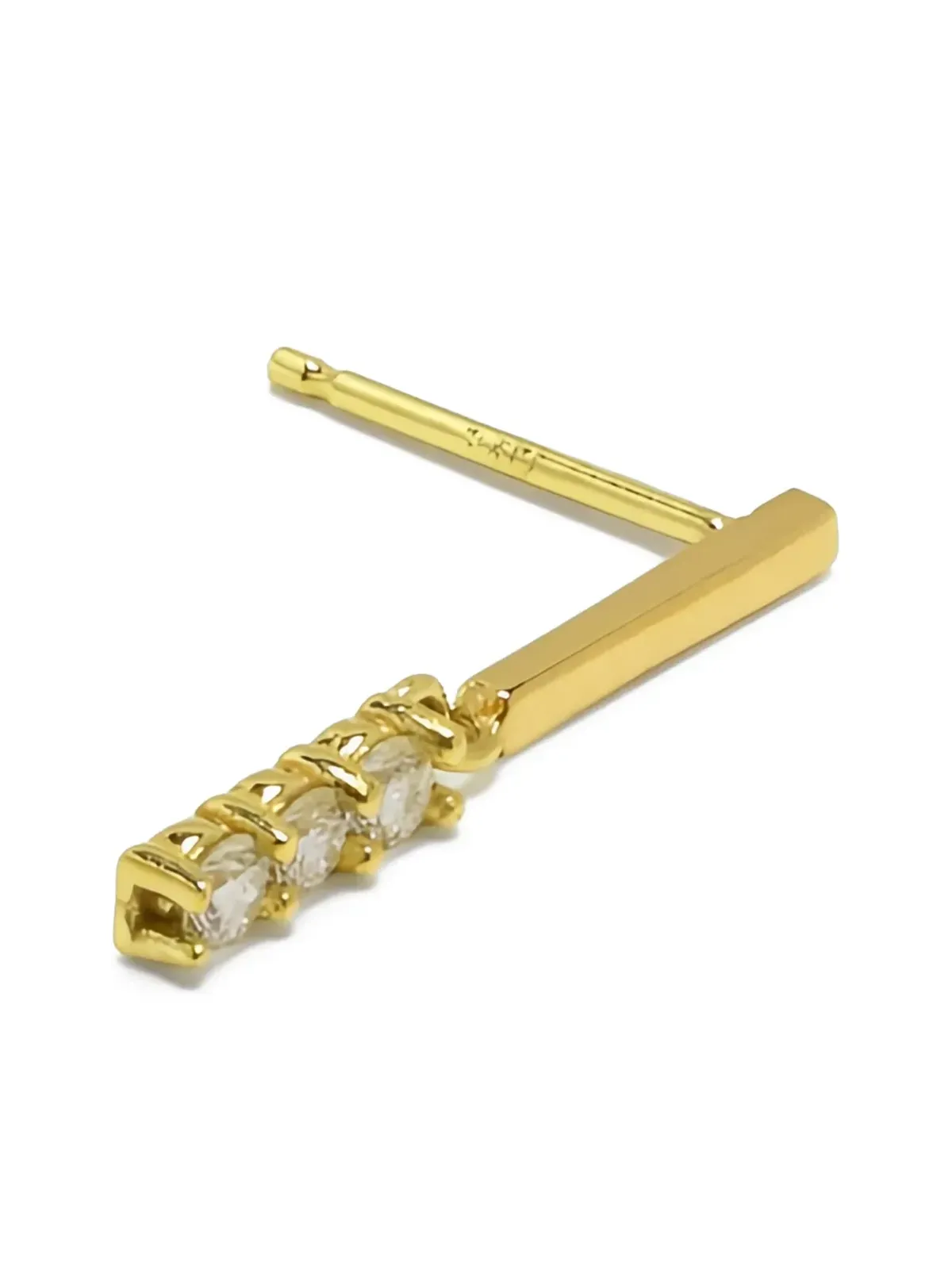 Zoë Chicco 14K イエローゴールド バー型ダイヤモンド ドロップピアス - 画像3