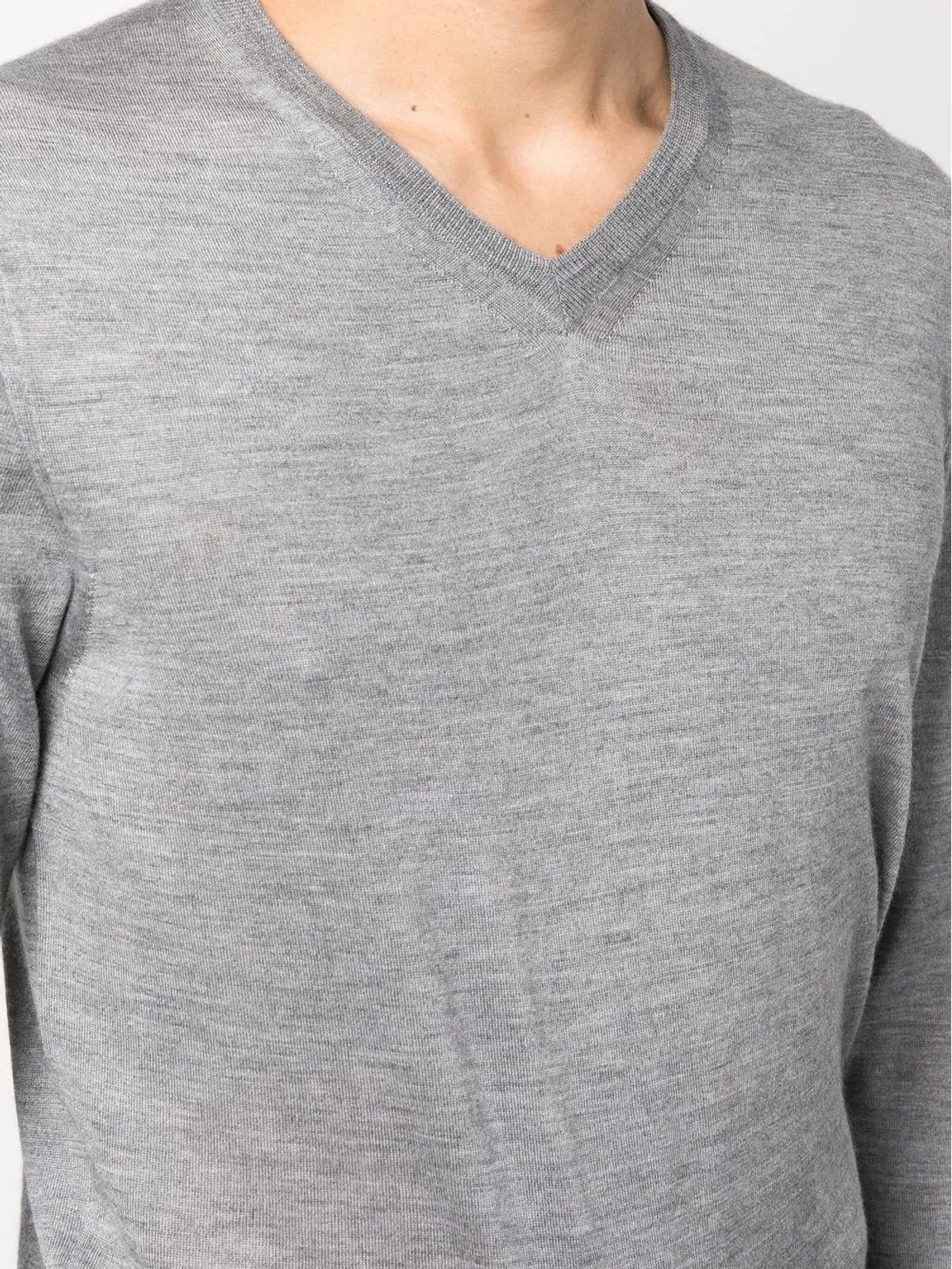Fedeli fine-knit V-neck jumper - Grey - 画像5