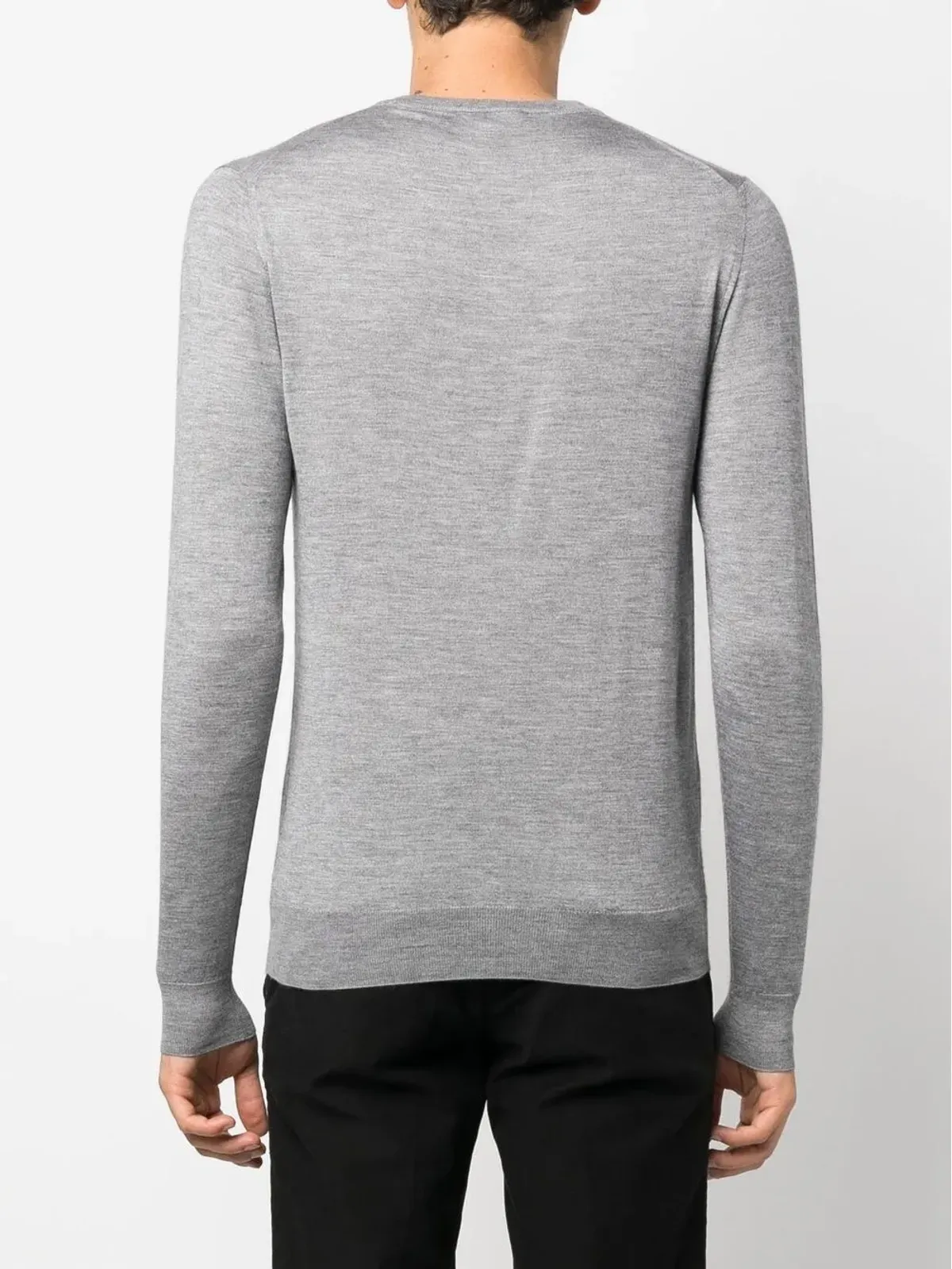 Fedeli fine-knit V-neck jumper - Grey - 画像4