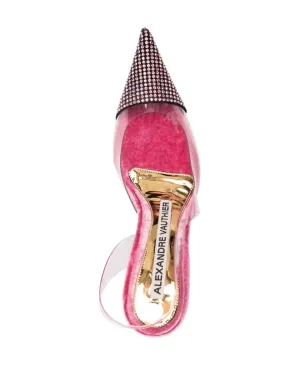 Alexandre Vauthier クリスタル付きスリングバックパンプス - ピンク - サムネイル4