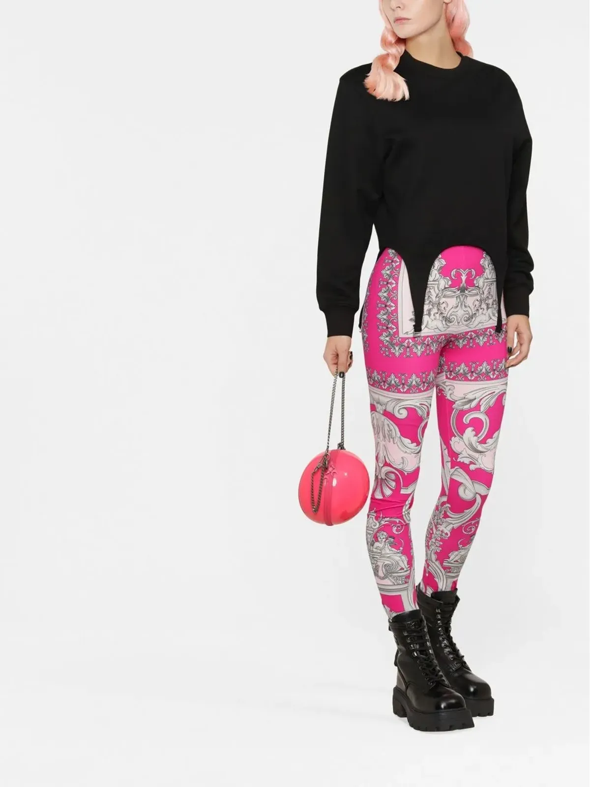 Versace シルバー バロックプリント レギンス - 画像2