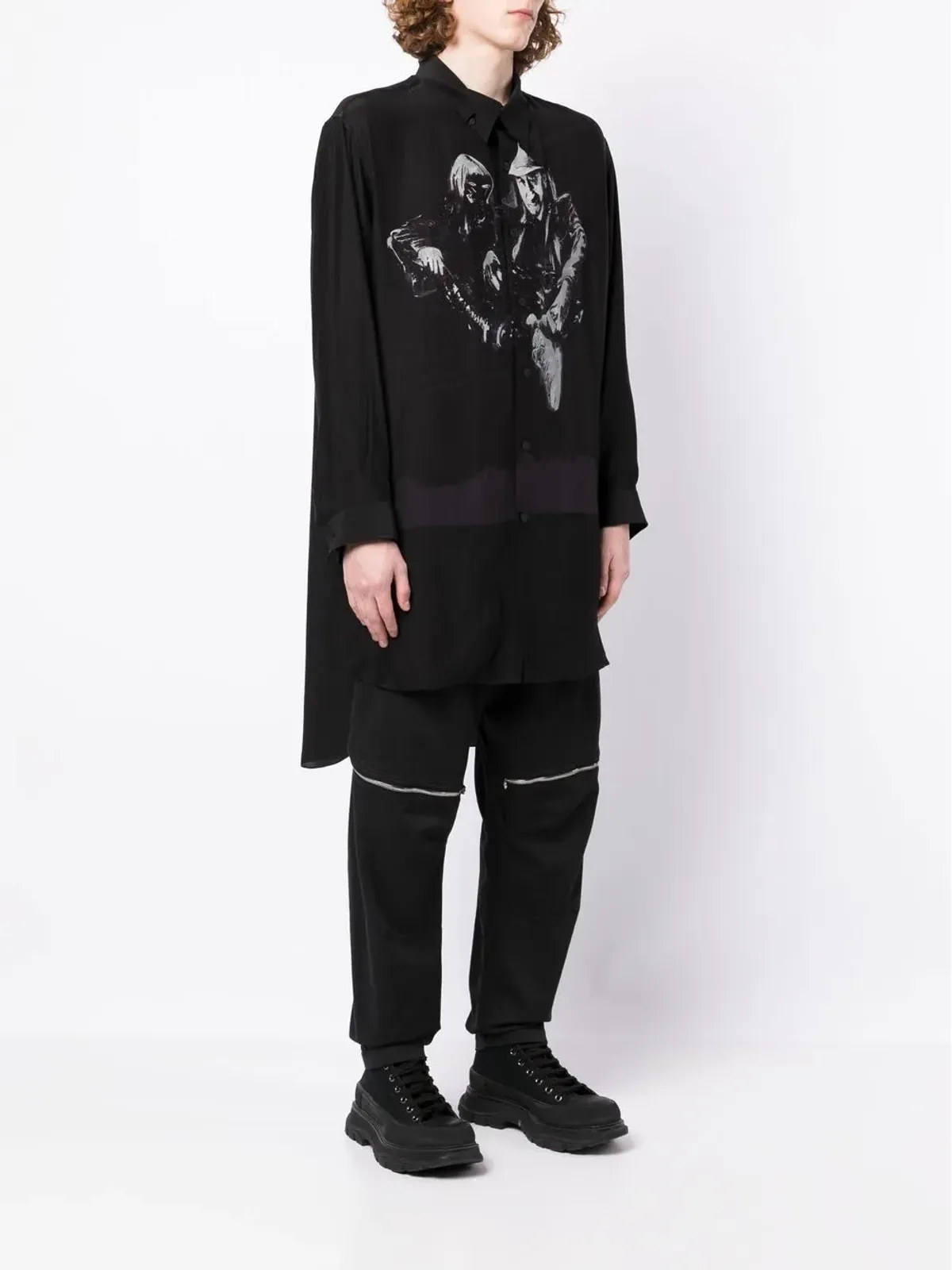 Yohji Yamamoto グラフィックプリント コットン シャツ - 画像3