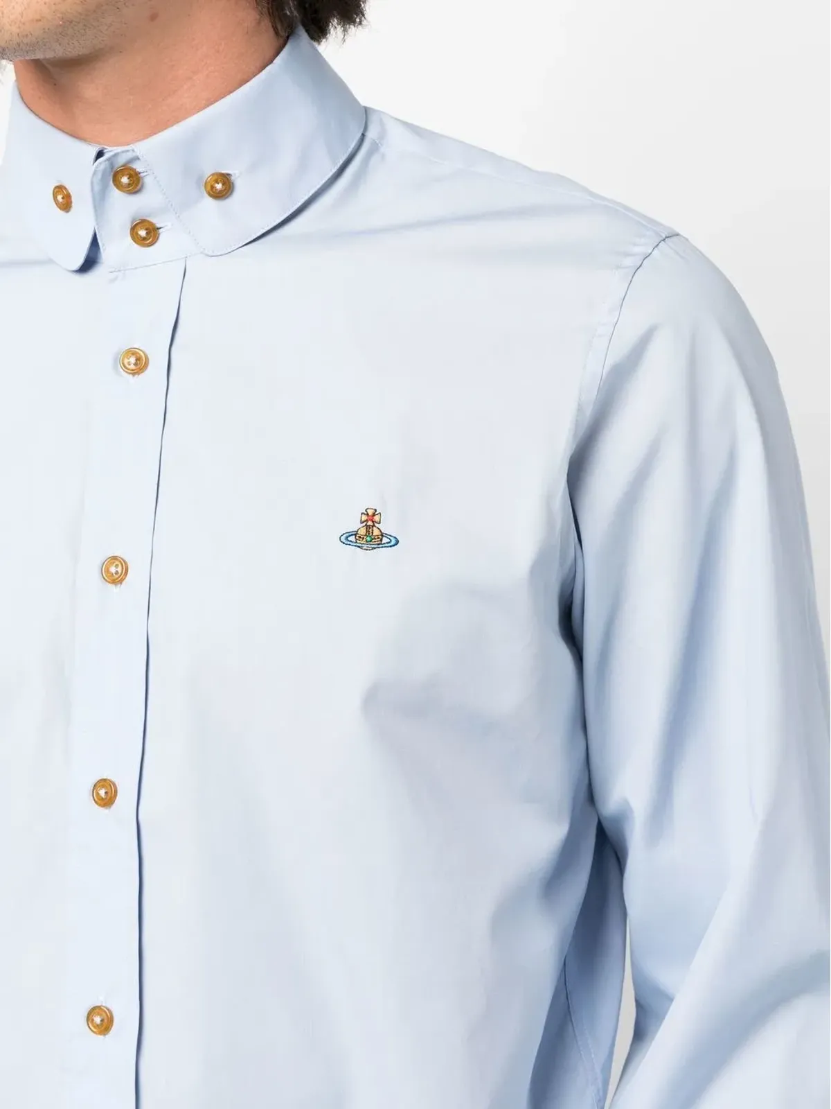 Vivienne Westwood オーブ刺繍入りオーガニックコットンシャツ - ブルー - 画像5