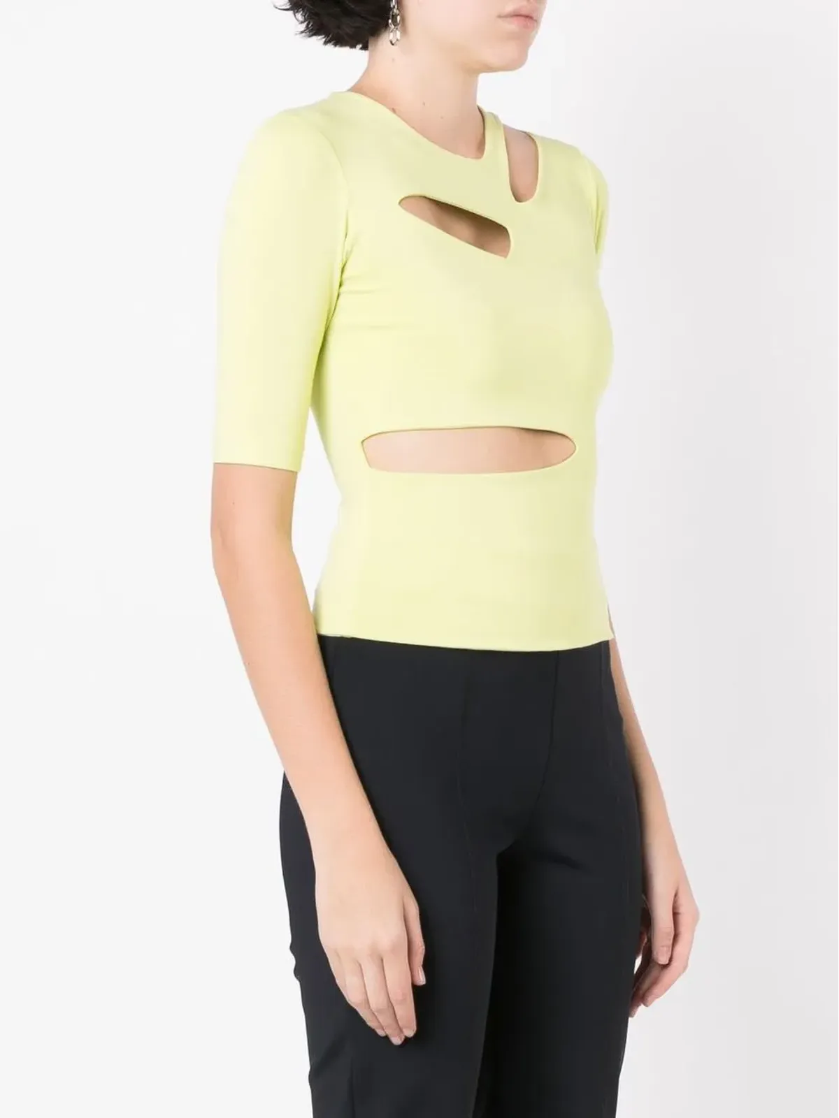 Gloria Coelho カットアウトストレッチTシャツ - 画像3