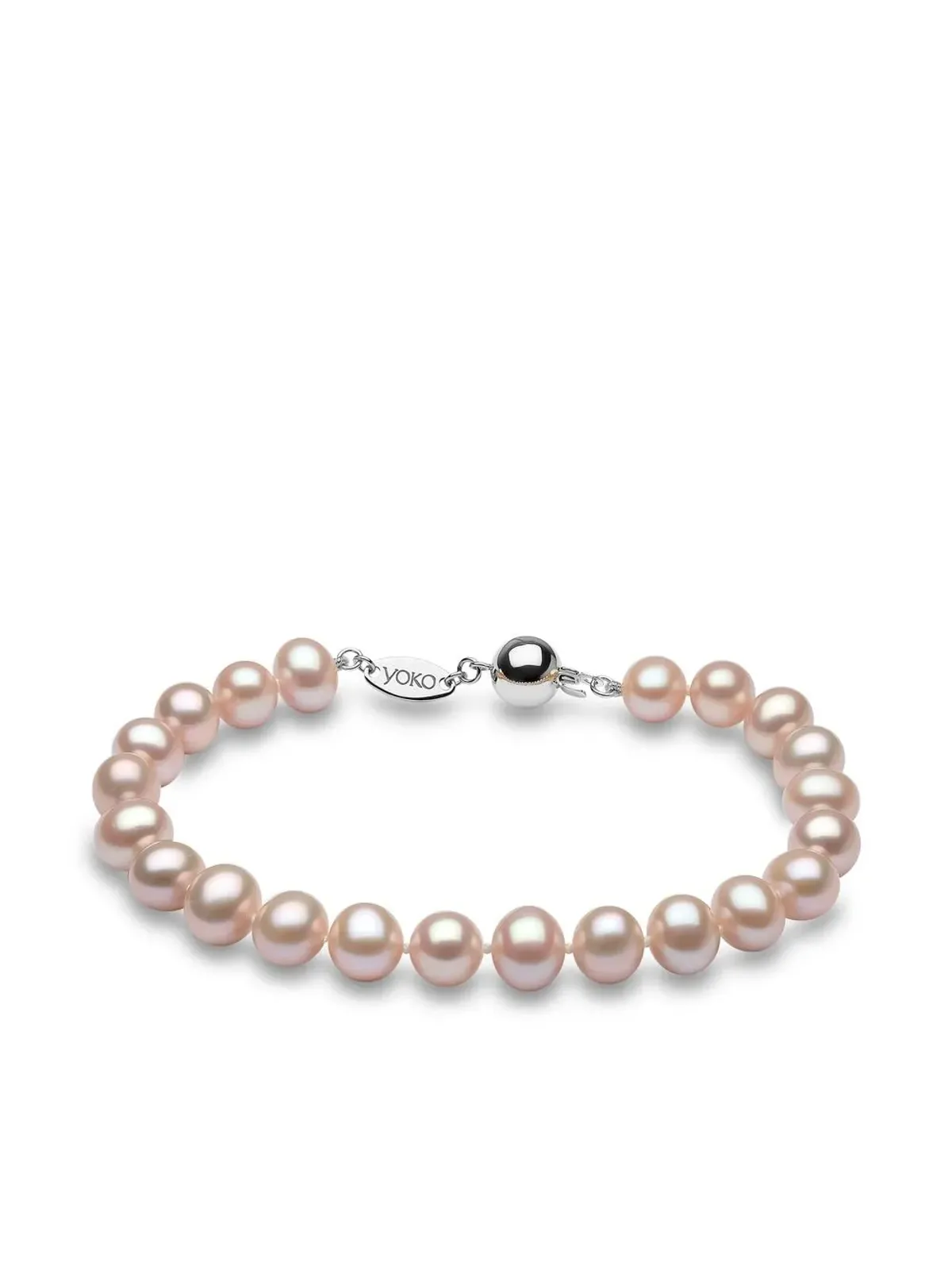 Yoko London 18ktホワイトゴールド クラシック 7mm ピンク淡水パール ブレスレット - 画像1