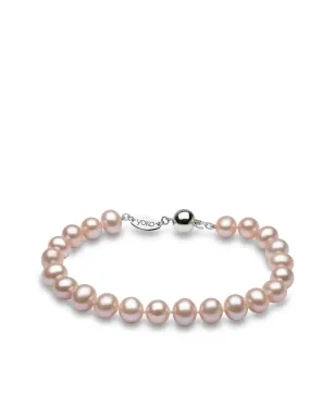 Yoko London 18ktホワイトゴールド クラシック 7mm ピンク淡水パール ブレスレット - サムネイル1