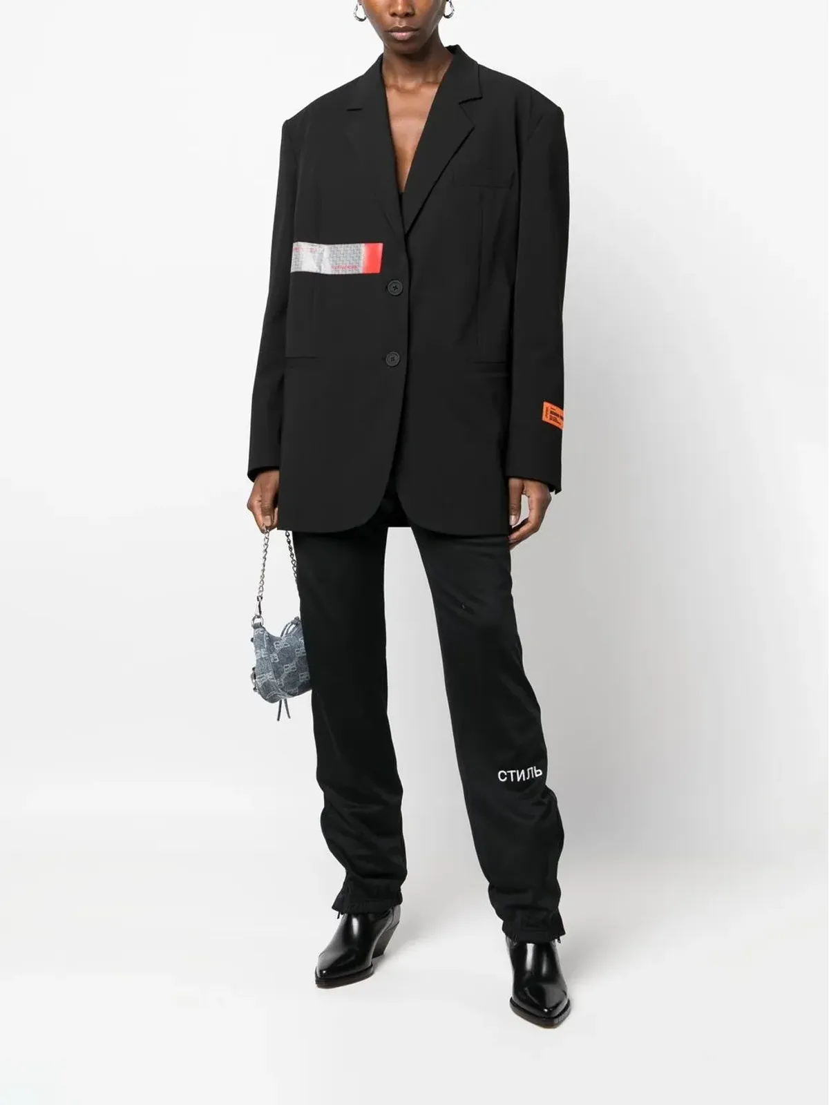 Heron Preston ロゴパッチ付きギャザーアンクルパンツ - ブラック - 画像2