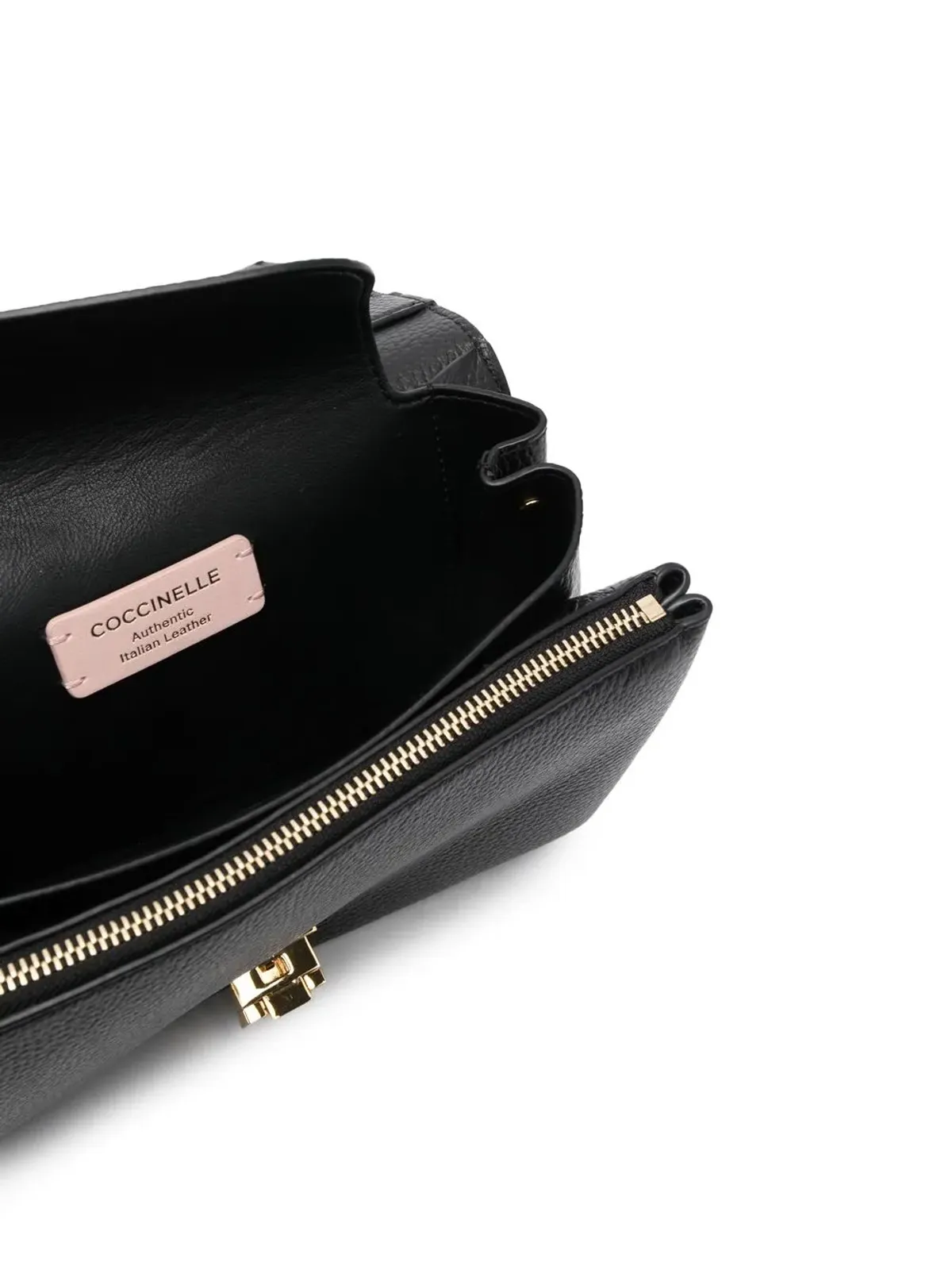 Coccinelle アレットリス シボ入りレザー サッチェル - Black - 画像5
