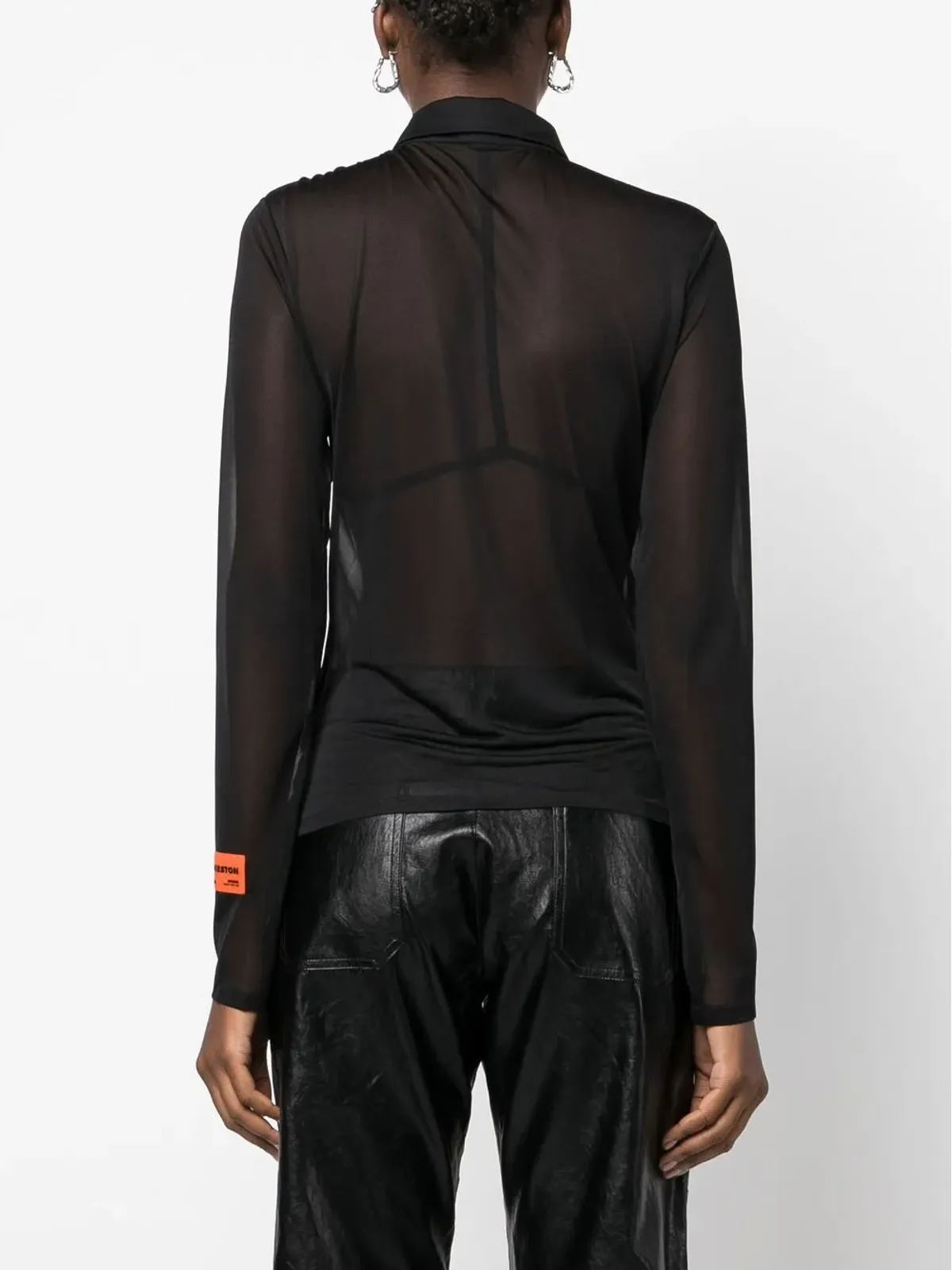 Heron Preston Georgetteギャザー入り長袖シャツ - ブラック - 画像4