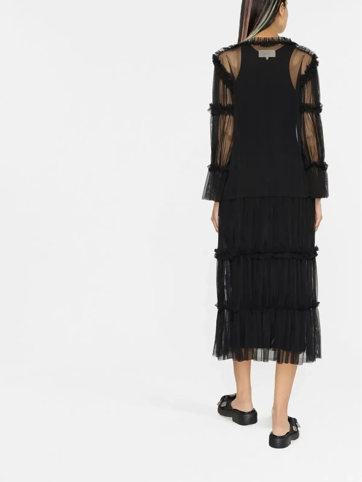 MM6 Maison Margiela シアー ロング丈 ラッフル-トリム ブラウス - 画像4