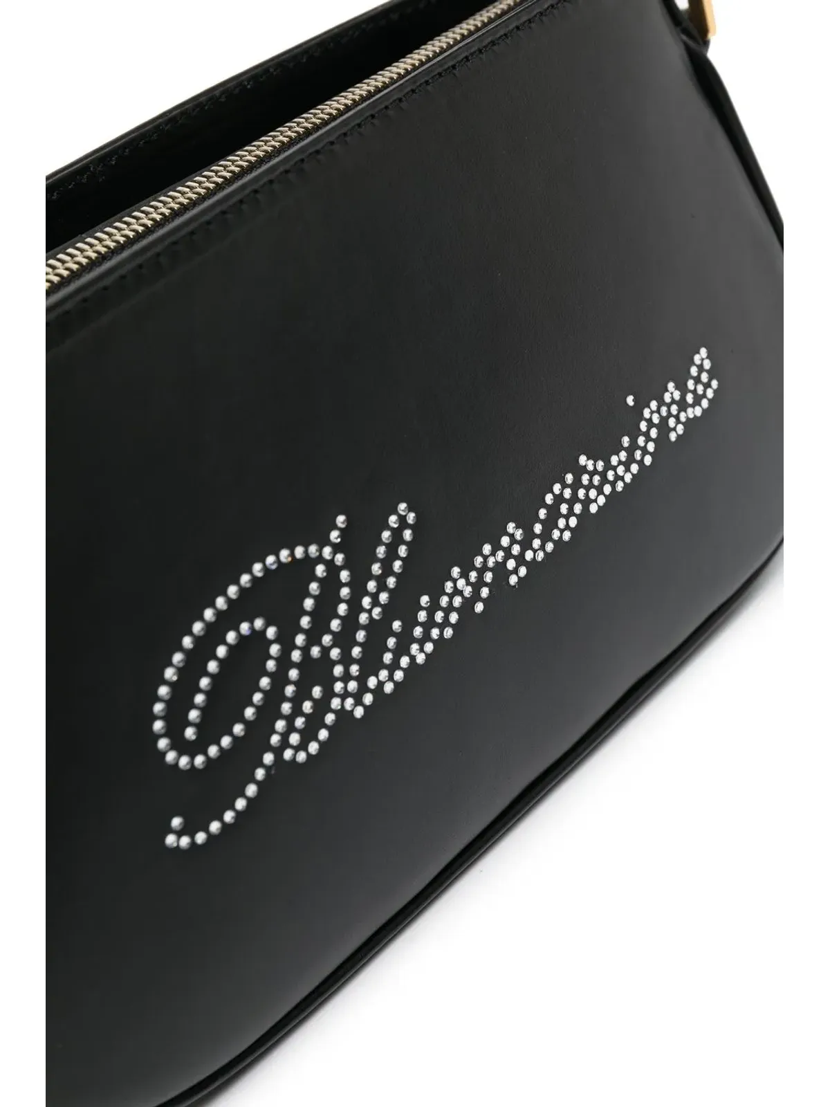 Blumarine rhinestone-logo leather bag - Black - 画像4