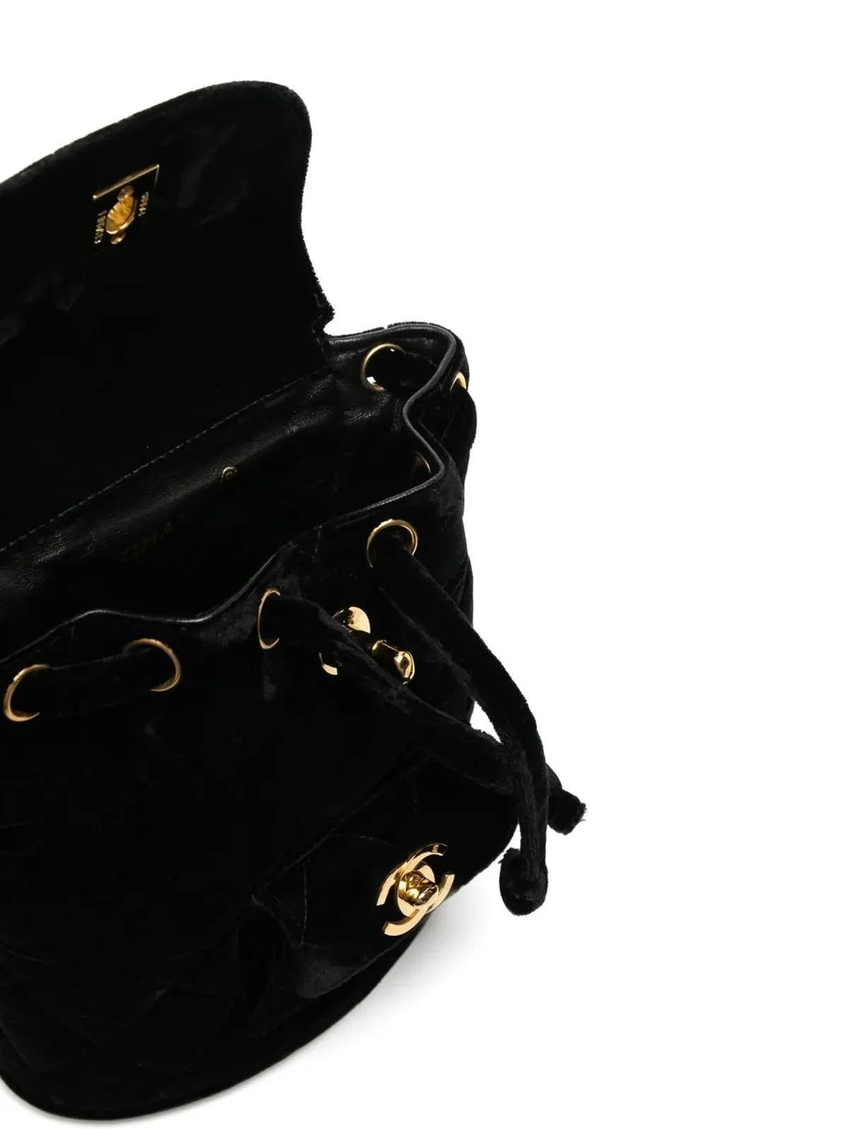 CHANEL ビンテージ 1995年 ダマ ダイヤモンドキルト バックパック ブラック - 画像5