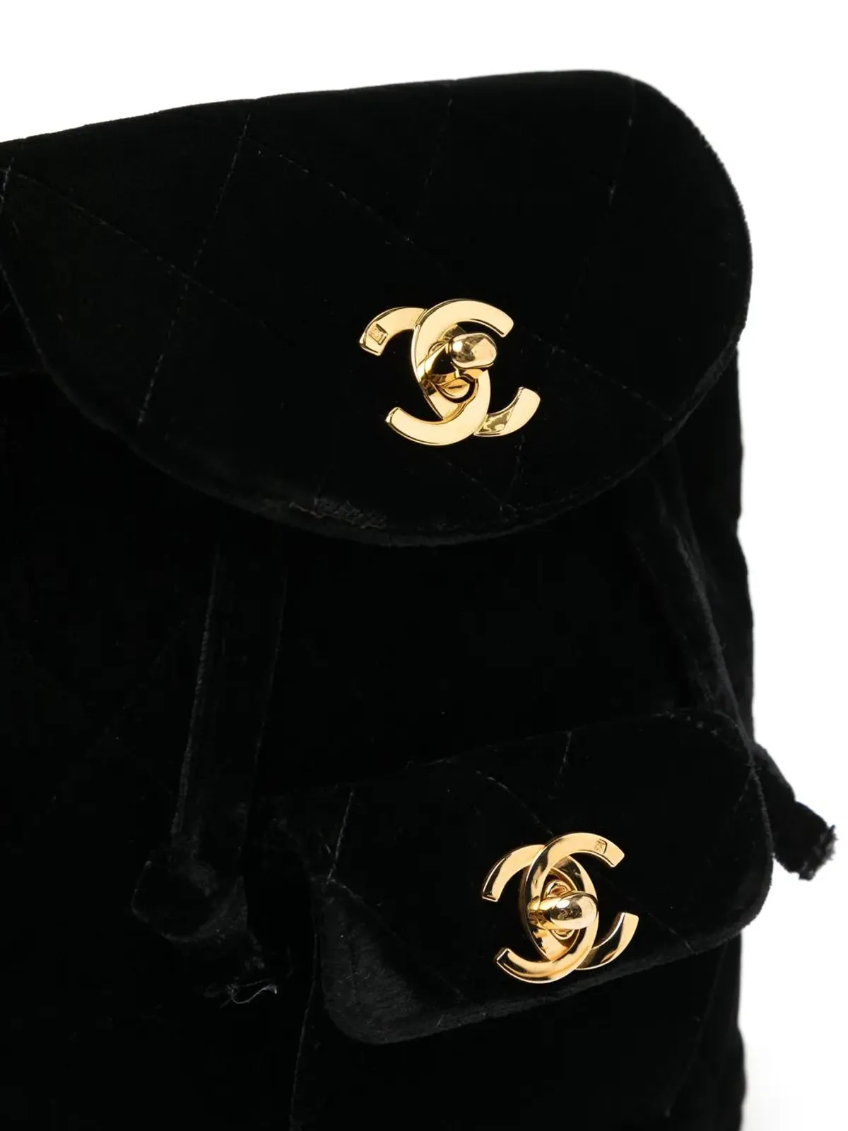 CHANEL ビンテージ 1995年 ダマ ダイヤモンドキルト バックパック ブラック - 画像4