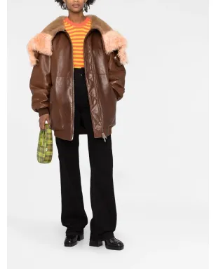 Prada シアーリングトリム ZIPアップ レザー ジャケット - サムネイル2