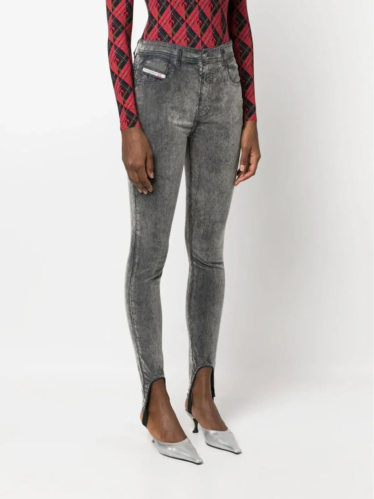 Diesel Slandy stirrup skinny jeans - Grey - 画像3