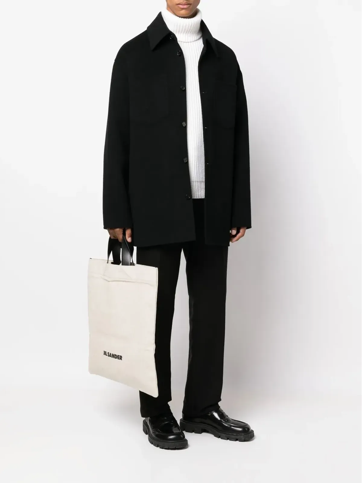 Jil Sander ロゴプリントリネン・トートバッグ - 画像2