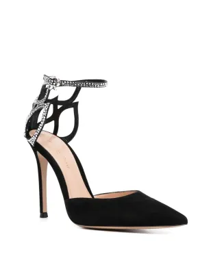 Gianvito Rossi クリスタル フルール スエードパンプス - ブラック - サムネイル2