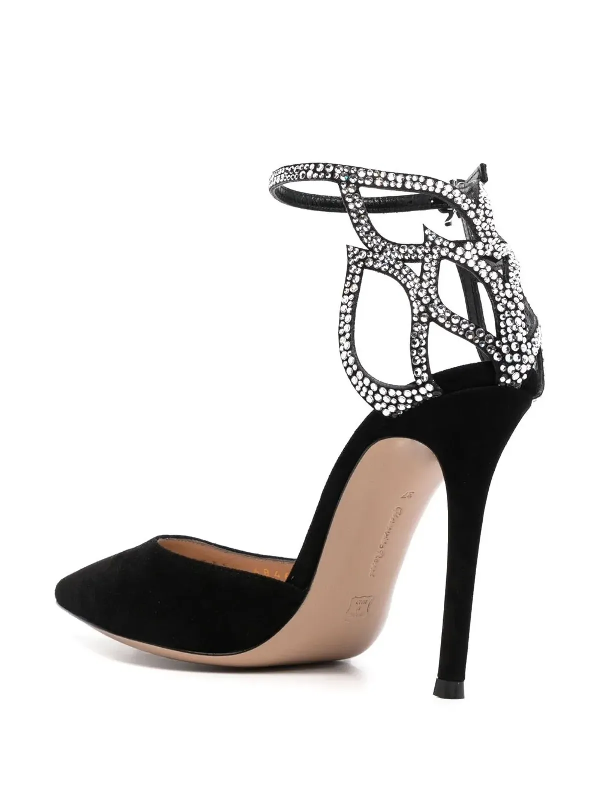 Gianvito Rossi クリスタル フルール スエードパンプス - ブラック - 画像3