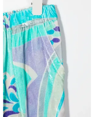 PUCCI Junior アブストラクトプリントベルベットパンツ - サムネイル3