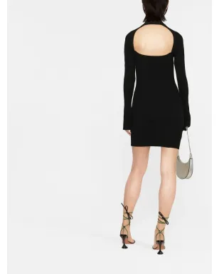 Blumarine カットアウトウールミニドレス ブラック - サムネイル4