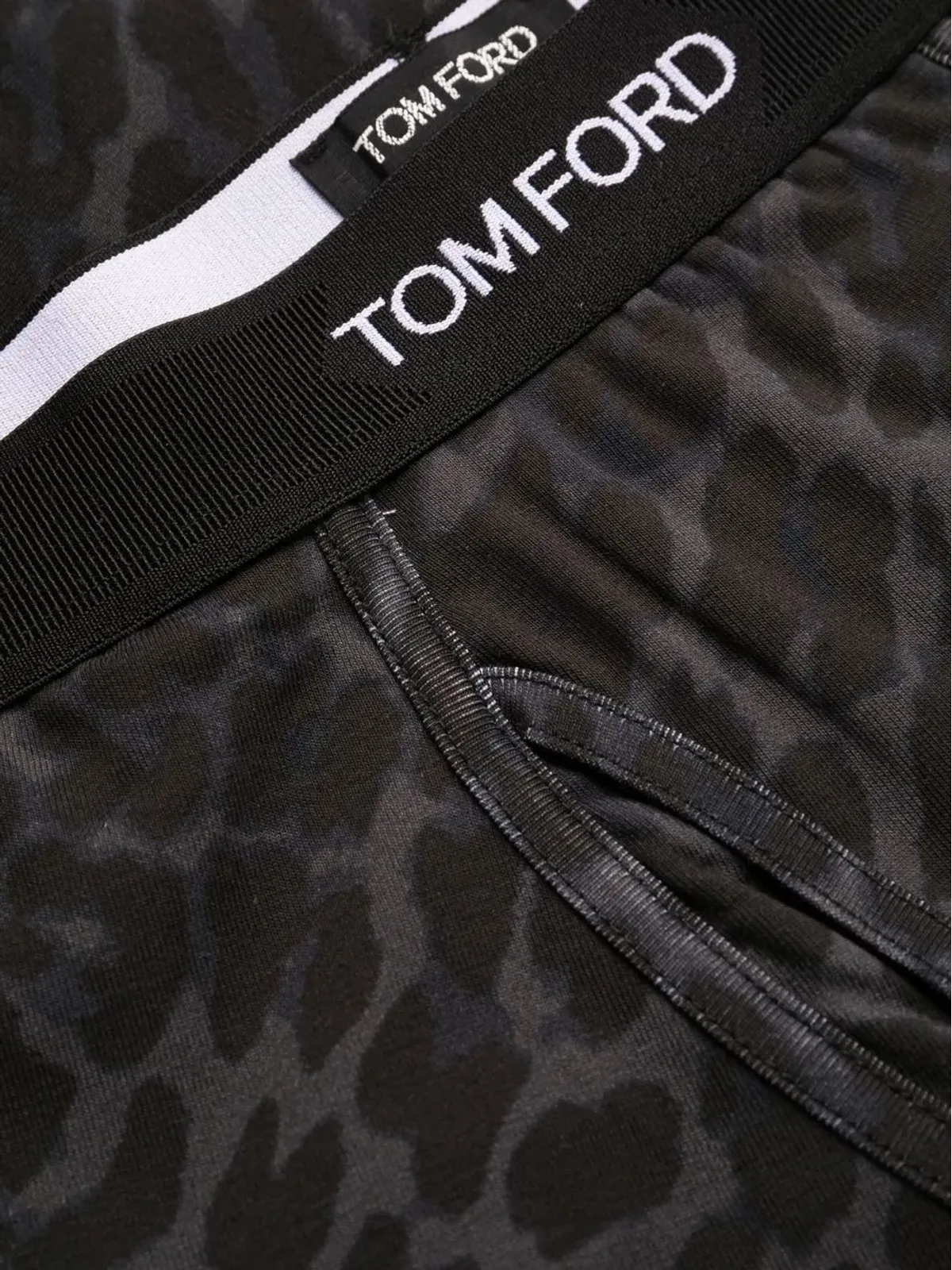 TOM FORD ロゴウエストバンド レオパードプリント ボクサーショーツ - ブラック - 画像3