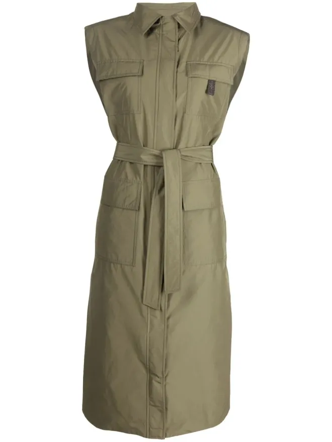 Brunello Cucinelli Brunello Cucinelli ベルト付きノースリーブコート グリーンの商品画像