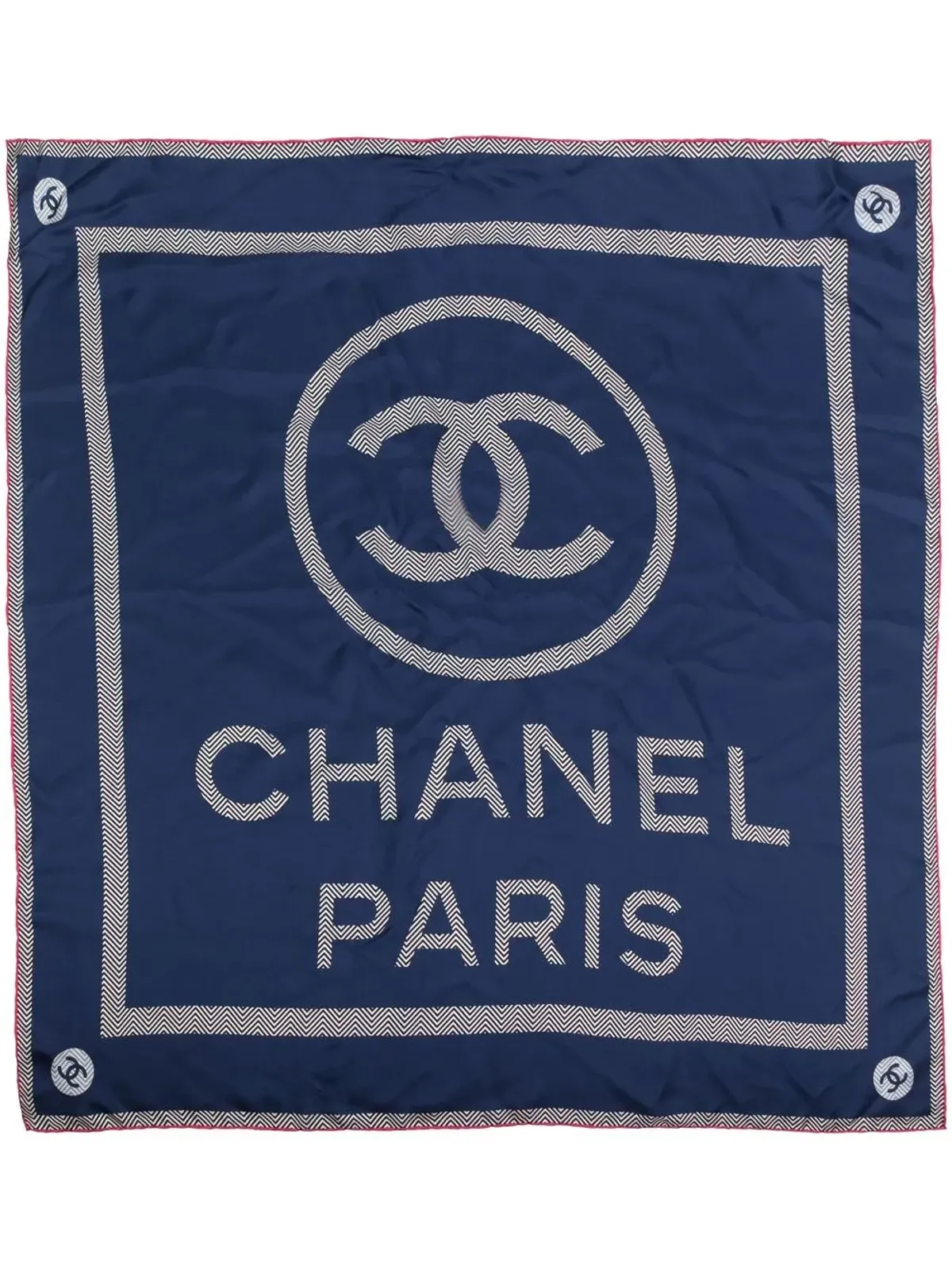 CHANEL ビンテージ ロゴプリント シルクスカーフ - 画像3