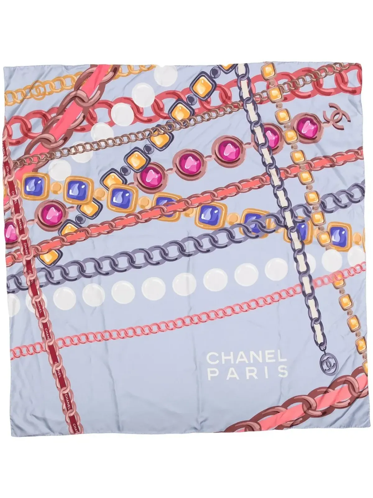 CHANEL ビンテージ ジュエリープリント絹スカーフ - 画像3