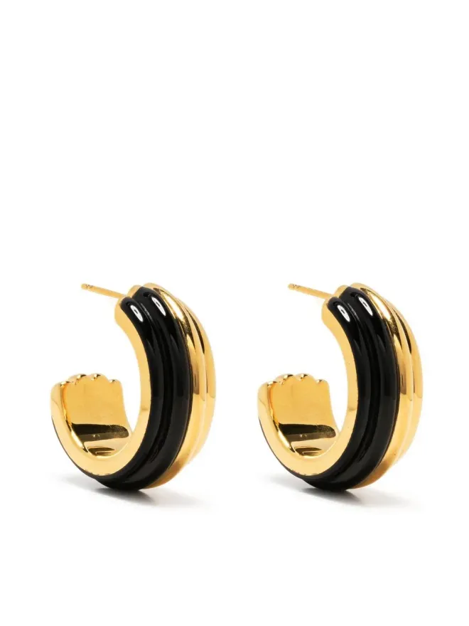 Aurelie Bidermann Aurelie Bidermann ストライプフープピアス - ブラックの商品画像