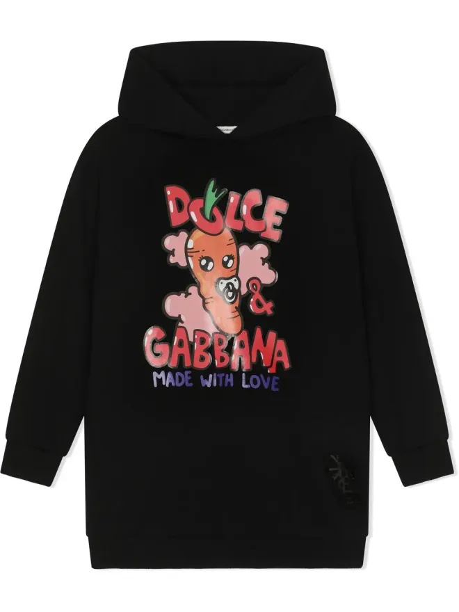 Dolce & Gabbana Kids Dolce & Gabbana Kids ロゴプリントフード付きドレスの商品画像